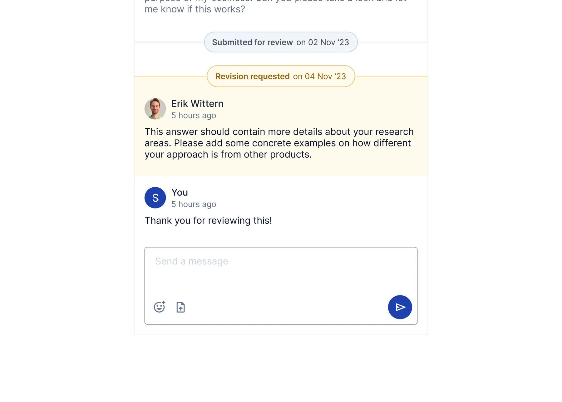Keep application status visible in all chat thread