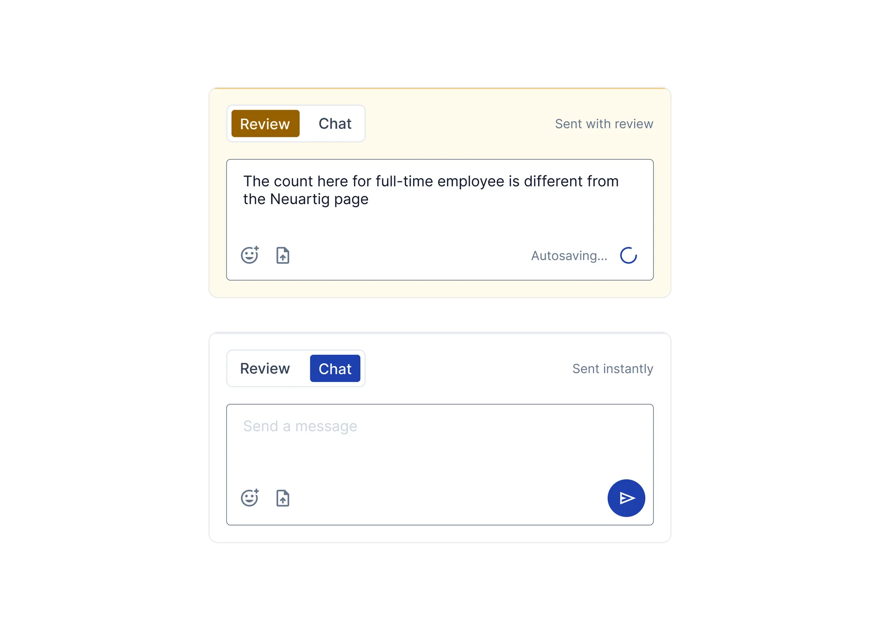 Seamless switching between Review & Chat